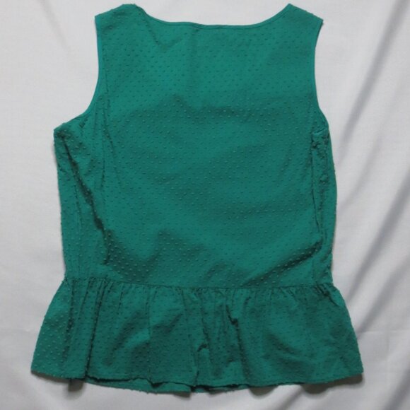 4/$14 LOFT womens GREEN tank BLOUSE top RUFFLE dots SUMMER fitted CAREER size S - Picture 8 of 8